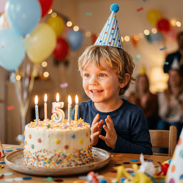 Enfant émerveillé devant son gâteau